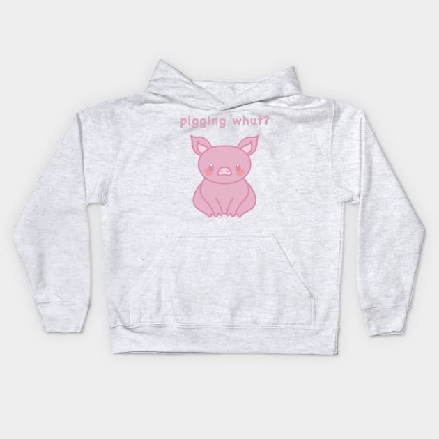 Pigging whut? cute pig waiting. Kids Hoodie by Catphonesoup